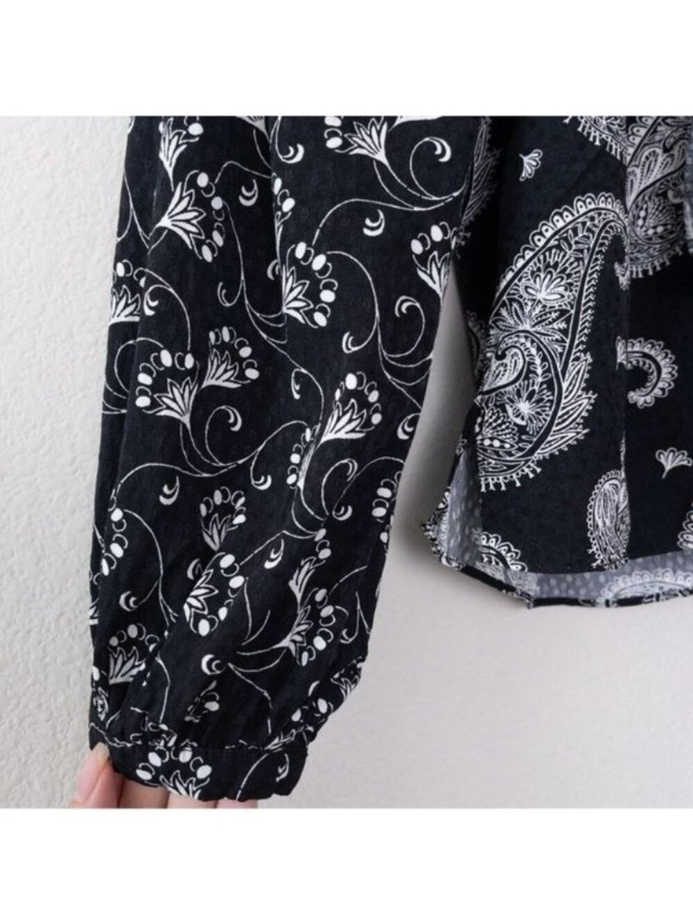 Ted Baker Tiasey Paisley Ruffle Blouse Top 0 Black High Neck Waterfall Frill - Picture 7 of 13
